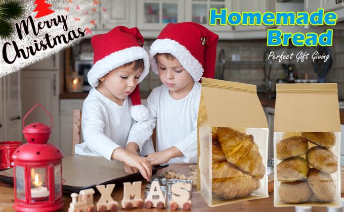 Large Bread Bags, 13.7 X 8.2 X 3.5 Inches Kraft Paper Bakery Bags With Windows Tin Tie Tab Lock Large Bread Bags 1