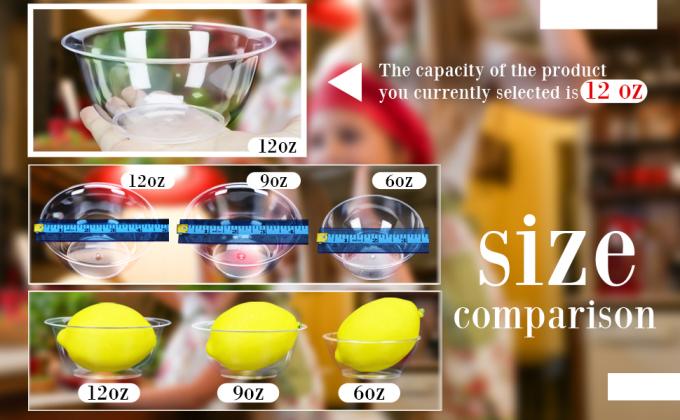 12oz 9oz 6oz Hard Plastic Bowls, Clear Salad Bowl Disposable Soup Ice Cream Candy Serving Bowls Wedding Birthday 1