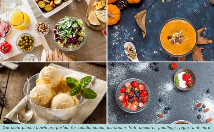 12oz 9oz 6oz Hard Plastic Bowls, Clear Salad Bowl Disposable Soup Ice Cream Candy Serving Bowls Wedding Birthday 3