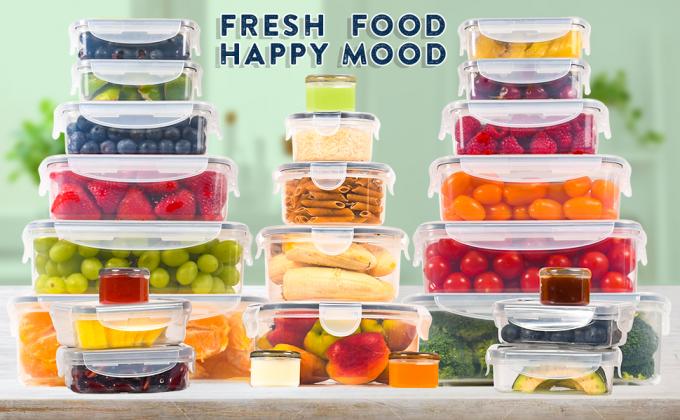 Hard Plastic Food Storage Containers With Lids Airtight-85 OZ To Sauces Box, Stackable Kitchen Bowls Set Meal Prep 0