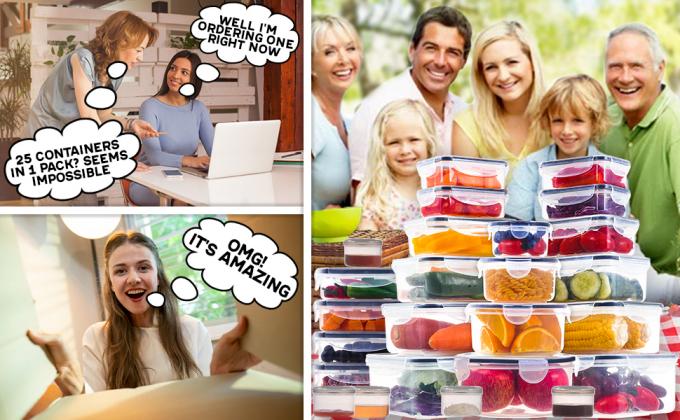 Hard Plastic Food Storage Containers With Lids Airtight-85 OZ To Sauces Box, Stackable Kitchen Bowls Set Meal Prep 7