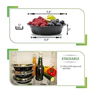 28 Oz Round Plastic Containers With Airtight Lids Microwavable, Freezer And Dishwasher Safe Stackable Salad Bowls 1