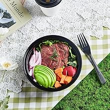 38 Oz 32oz 24oz Lunch Plan Box Disposable Take Out Bowls Black BPA Free Reusable Durable Stackable Microwave Freezer 4