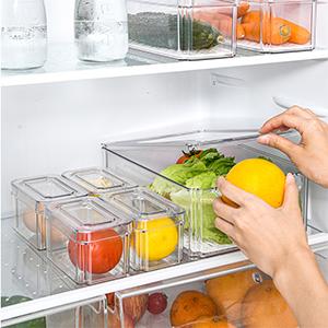 Fridge Organizer, Stackable Refrigerator Organizer Bins With Lids, BPA-Free Produce Fruit Storage Containers 0