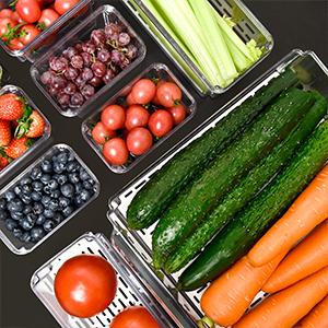 Fridge Organizer, Stackable Refrigerator Organizer Bins With Lids, BPA-Free Produce Fruit Storage Containers 5