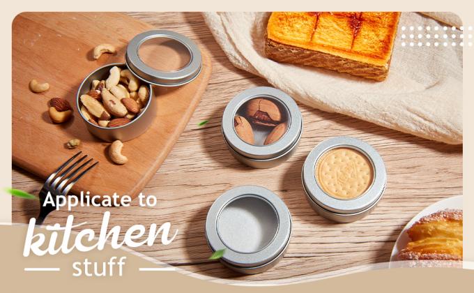 2 Ounce Metal Tin Cans Round Empty Container Salve Tins With Clear Screw Lid For Kitchen, Office, Candles, Candies 9