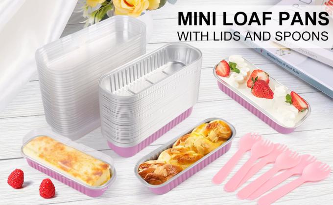 Loaf Pans With Lids Aluminum Foil Mini Cake Pans, Rectangle Baking Tins Containers For Brownie Muffin Bread 0
