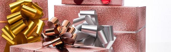 Metallic Rose Gold, Red, Gold, Silver Gift Wrap Pull Bow Set, 6 Inch Large 4'' , Assorted Ribbon For Gift Basket 0