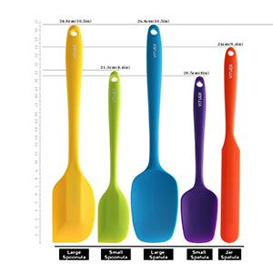 Silicone Rubber Spatula Set, For Cooking & Baking, Dishwasher Safe, 5pcs Spatula + 5pcs Measuring Spoon 2