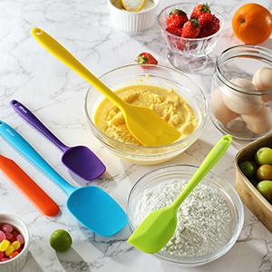 Silicone Rubber Spatula Set, For Cooking & Baking, Dishwasher Safe, 5pcs Spatula + 5pcs Measuring Spoon 4