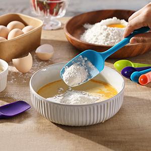 Silicone Rubber Spatula Set, For Cooking & Baking, Dishwasher Safe, 5pcs Spatula + 5pcs Measuring Spoon 3