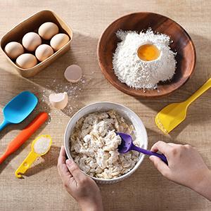 Silicone Rubber Spatula Set, For Cooking & Baking, Dishwasher Safe, 5pcs Spatula + 5pcs Measuring Spoon 5