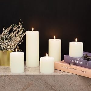 Pillar Candles Set Of 3 - Decorative Rustic Candles Unscented And No Drip Candles - Ideal As Wedding Candles 4