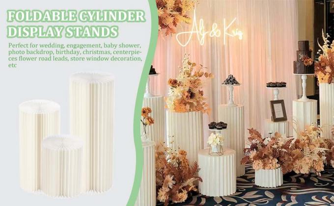 Cylinder Stands For Parties, Cylinder Tables Pedestal Stand For Parties White Round Cylinder For Display Cake Table 1