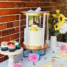 Tall Clear Cake Boxes With Ribbon - Gold Round Clear Cake Box For Birthday Cake | Wedding Cake Transparent Cake Box 3