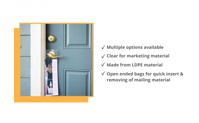 Door Hanger Bags (1000 Bags) For Door Knob Flyers Promotions Coupons | Clear Plastic Poly Hanging Bags For Mail 1