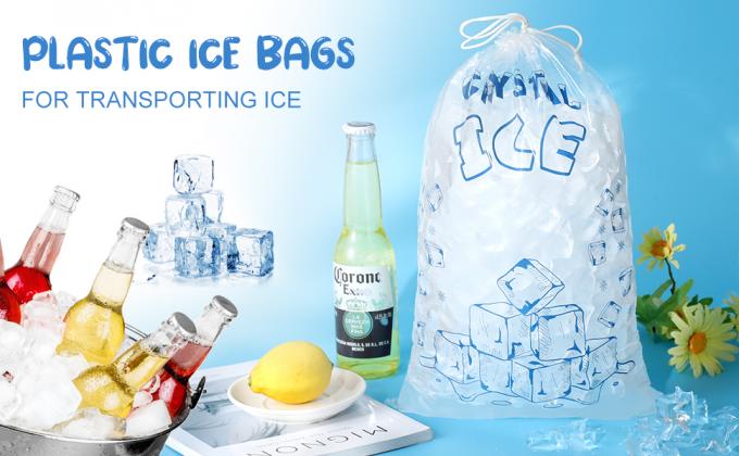 Sustainable, Recyclable, Drawstring Pack Clear Plastic Packaging Storage For Ice Storage With Draw String Closure 0