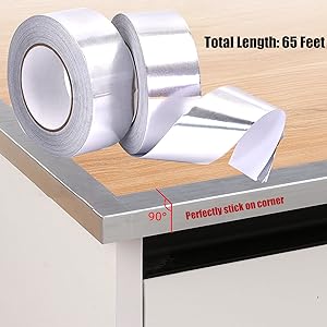 Aluminum Tapes (3.9Mils), 2'*65 Feet Foil Tape, Metal Insulation Tape, Heavy Duty Duct Tape With Adhesive Backing 2