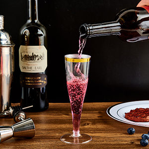 Plastic Champagne Flutes, 4.5 Oz Gold Rim Glasses, Disposable Clear Toasting Glasses Recyclable Cups For Wedding Party 1