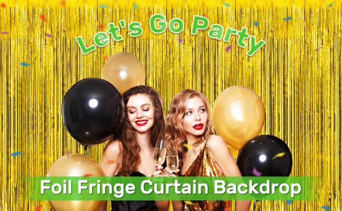 Backdrop For Party Decorations, Foil Fringe Backdrop Curtains, Tinsel Streamers For Birthday Party Decorations 0