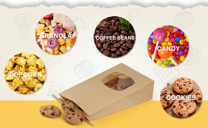 Tin Tie Tab Lock Bags White Window Bags Coffee Bags Cookie Bags Treat Bags Popcorn Bags Bakery Bags with Window 2