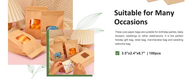 Tin Tie Tab Lock Bags White Window Bags Coffee Bags Cookie Bags Treat Bags Popcorn Bags Bakery Bags with Window 4