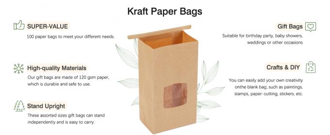 Tin Tie Tab Lock Bags White Window Bags Coffee Bags Cookie Bags Treat Bags Popcorn Bags Bakery Bags with Window 5