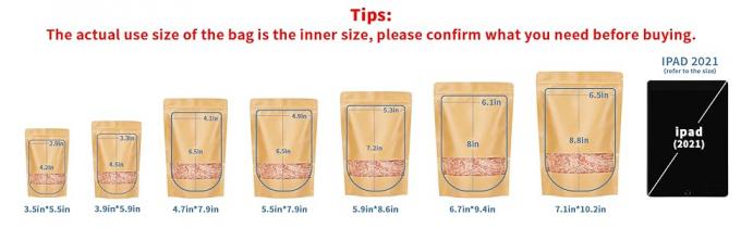 Stand Up Kraft Paper Bags With Matte Window, Zip Lock Food Storage Bags For Packaging Products, Reusable, Sealable 0