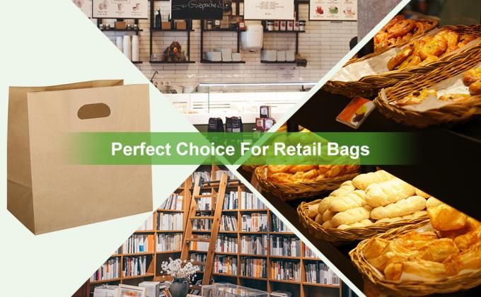 Die Cut Tote Bags 11x11x6" Kraft Paper Gift Bags Grocery Bags For Food Wedding Birthday Party Favor Retail 0