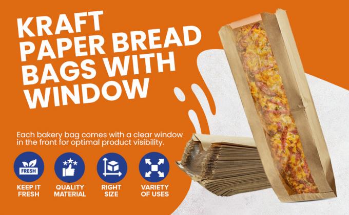 Paper Bread Bags - Kraft Brown Bakery Bags With Window Breathable Bread bags for Homemade Bread Gift Giving 0