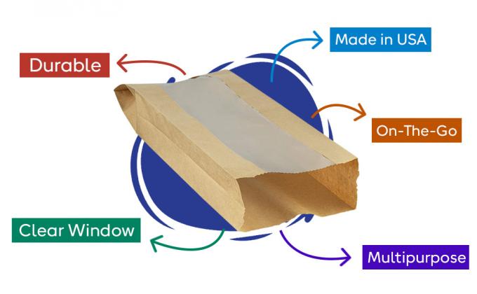 Paper Bread Bags - Kraft Brown Bakery Bags With Window Breathable Bread bags for Homemade Bread Gift Giving 1