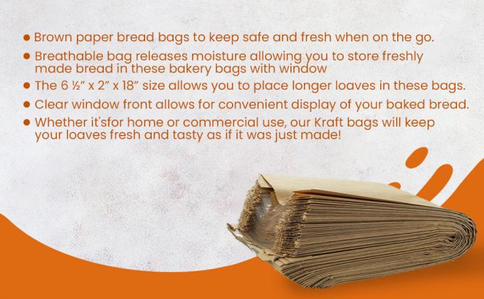 Paper Bread Bags - Kraft Brown Bakery Bags With Window Breathable Bread bags for Homemade Bread Gift Giving 4