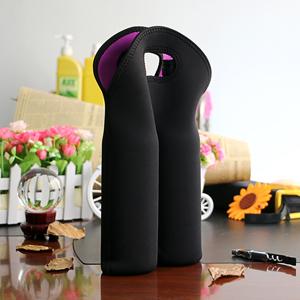 Wine Carrier Tote Bag Two Bottle Insulated Neoprene Wine/Water Bottle Holder For Travel With Secure Carry Handle 2