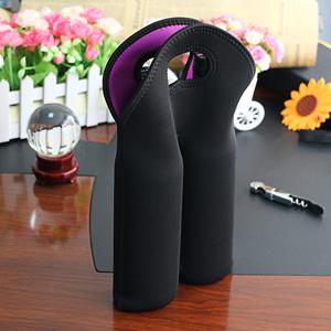 Wine Carrier Tote Bag Two Bottle Insulated Neoprene Wine/Water Bottle Holder For Travel With Secure Carry Handle 3
