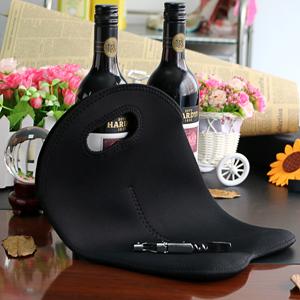 Wine Carrier Tote Bag Two Bottle Insulated Neoprene Wine/Water Bottle Holder For Travel With Secure Carry Handle 5