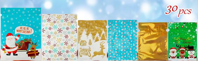 Package Holiday Drawstring Gift Bags With Tags, Christmas Foil Gift Wrapping Sacks Pouches For Xmas Presents Party 1