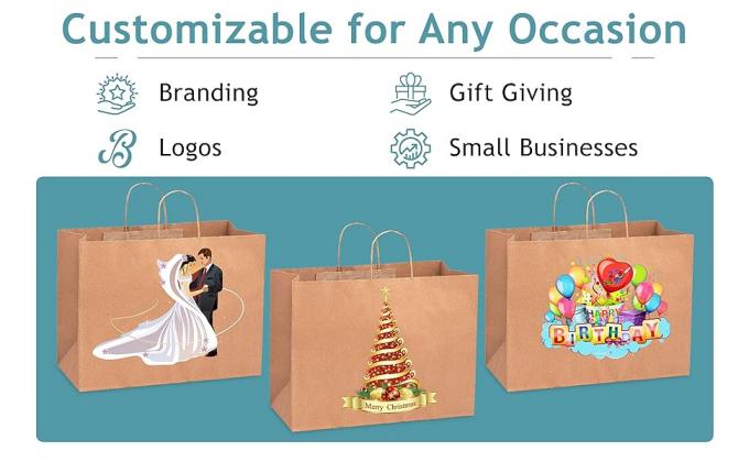 Kraft Bags With Handles Large Gift Bags With Handles Paper Grocery Bags Shopping Bag, Gift Bag, Promotional Bags 1