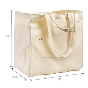 Thick Canvas Grocery Tote Bags With Bottle Sleeves, Large Reusable Shopping Bags With Long Shoulder Strap 1