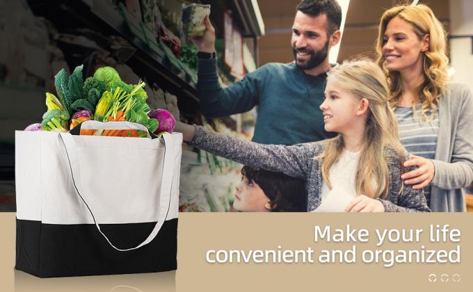 Reusable Grocery Bags Shopping Bags For Groceries Foldable Heavy Duty Canvas Tote Bag Washable Canvas Bag With Handles 2