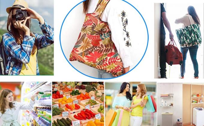 Zipper Carry Pouch Cute Shopper Bags XLarge Machine Washable Durable Compact Bags For Groceries 2