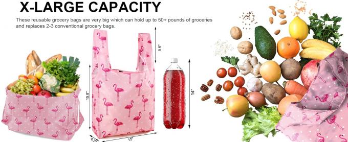 Reusable Grocery Bags, Foldable Shopping Bags, Heavy Duty Envirosax Bags, Waterproof Ripstop Fabric Tote Bags 0