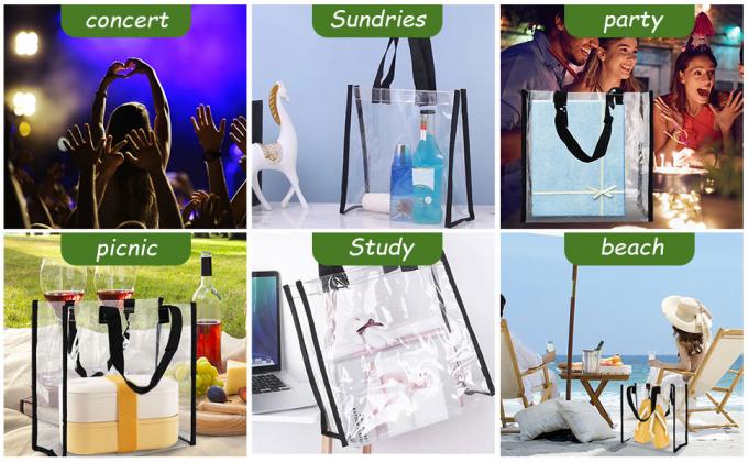 Stadium Approved Clear Tote Bag With Handle Reusable Clear PVC Gift Bags Tote Bags For Shopping Wedding Baby Shower 14