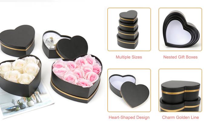 Heart Shaped Flower Boxes For Arrangements Set Of 4 Floral Gift Boxes For Bridesmaid, Proposal packaging boxes 3