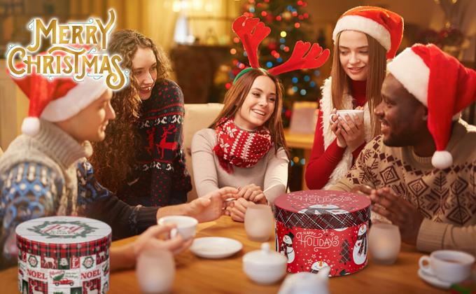 Christmas Gift Boxes With Lids For Presents Round Gift Boxes With Lids Set Of 4 Nesting Christmas Boxes For Flowers 1