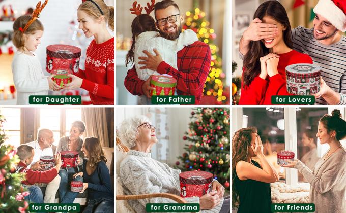 Christmas Gift Boxes With Lids For Presents Round Gift Boxes With Lids Set Of 4 Nesting Christmas Boxes For Flowers 2