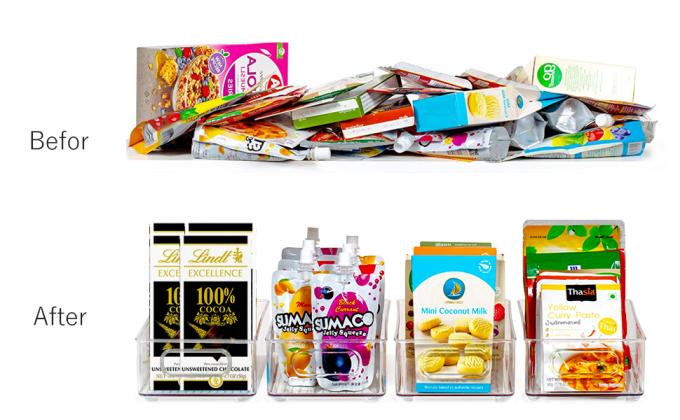 Stackable Refrigerator Organizer Bins, 6 Pack Clear Kitchen Organizer Container Bins With Handles 7