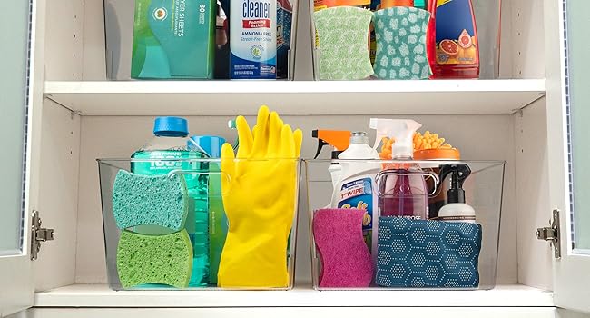 Clear Plastic Storage Bins – XL Pack Perfect For Kitchen,Fridge, Pantry Organization, Cabinet Organizers 8