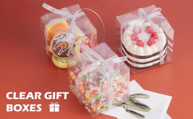 Clear Boxes For Favors 4 X 4 X 4 Inch Clear Gift Boxes For Party Favors Cupcake Macaron Candy Cookies Ornament Gifts 0