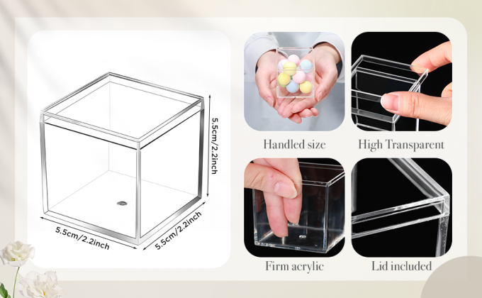 Acrylic Box With Lid Clear Small Acrylic Box Plastic Square Cube With Lid Mini Acrylic Containers Display Box 1
