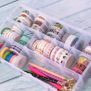 Girds Clear Plastic Organizer Box Storage For Washi Tape Tackle Box Jewelry Crafts Organizer, Container 2